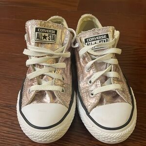 Girls Bronze Glitter Low Top Converse